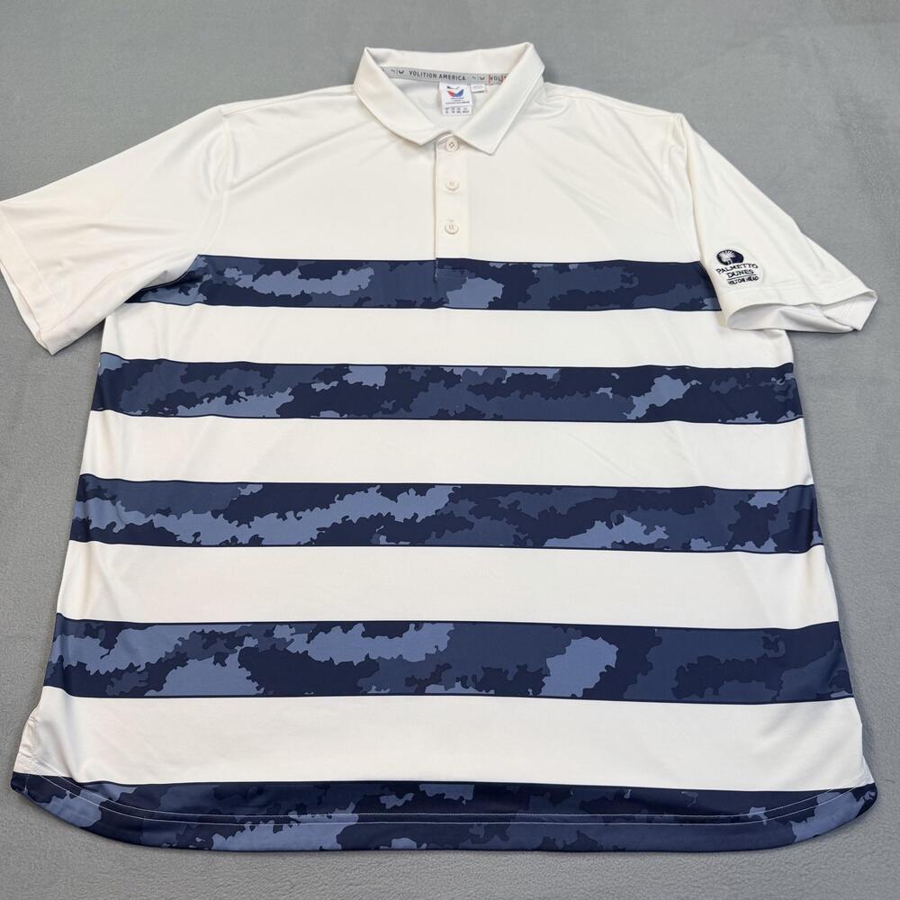 Puma Polo Shirt Mens XL White Camo Stripe Volition Palmetto Dunes Golf Top